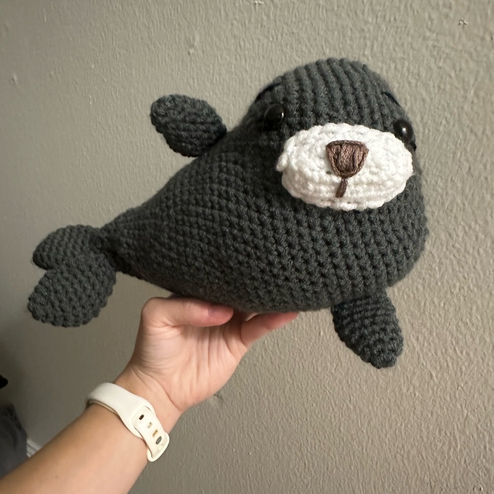 Handmade Gray Seal Plush Toy